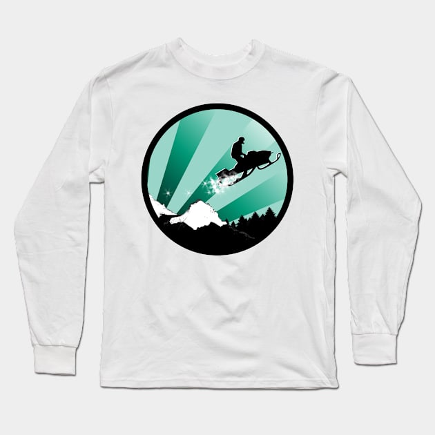 snowmobile powder trail Long Sleeve T-Shirt by asyrum